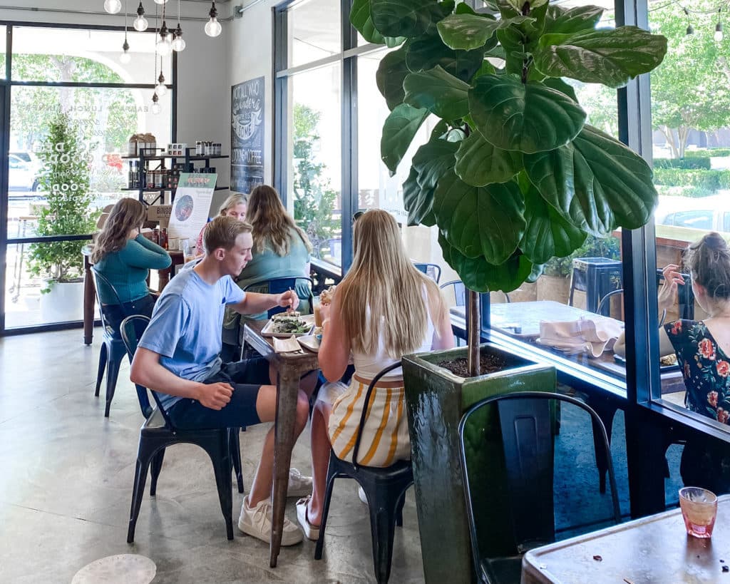 Guests dining at EAT Marketplace in Old Town Temecula