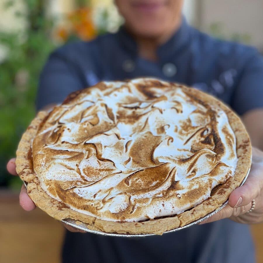 person holding a pie