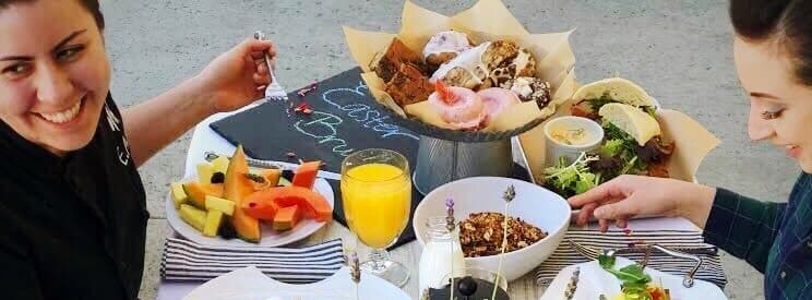 A catered brunch table from EAT Marketplace